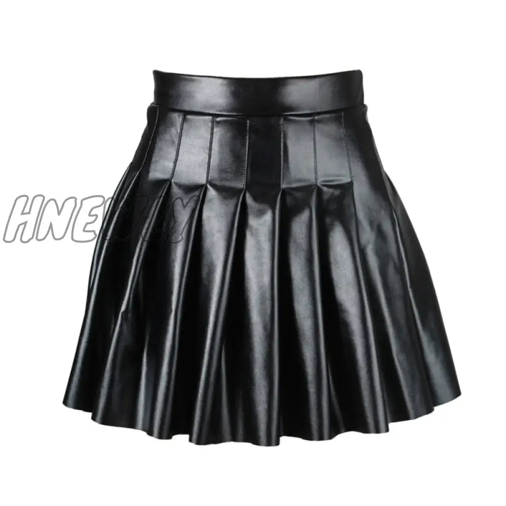 Hnewly Black Pleated A-Line Women Mini Skirts High Waist Female Skirt Spring Streetwear Solid