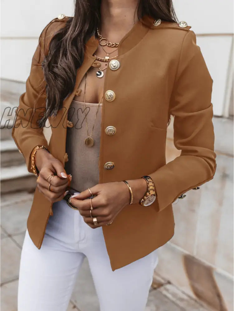 Hnewly Blazer Women Autumn Office Ladies Female Korean Slim Solid Long Sleeve Single Breasted