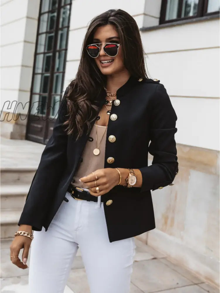 Hnewly Blazer Women Autumn Office Ladies Female Korean Slim Solid Long Sleeve Single Breasted