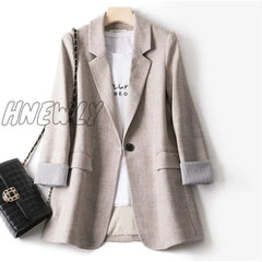 Hnewly Blazers Women Trendy Patchwork Korean Chic Spring Loose Pockets Ladies Elegant Coats Single