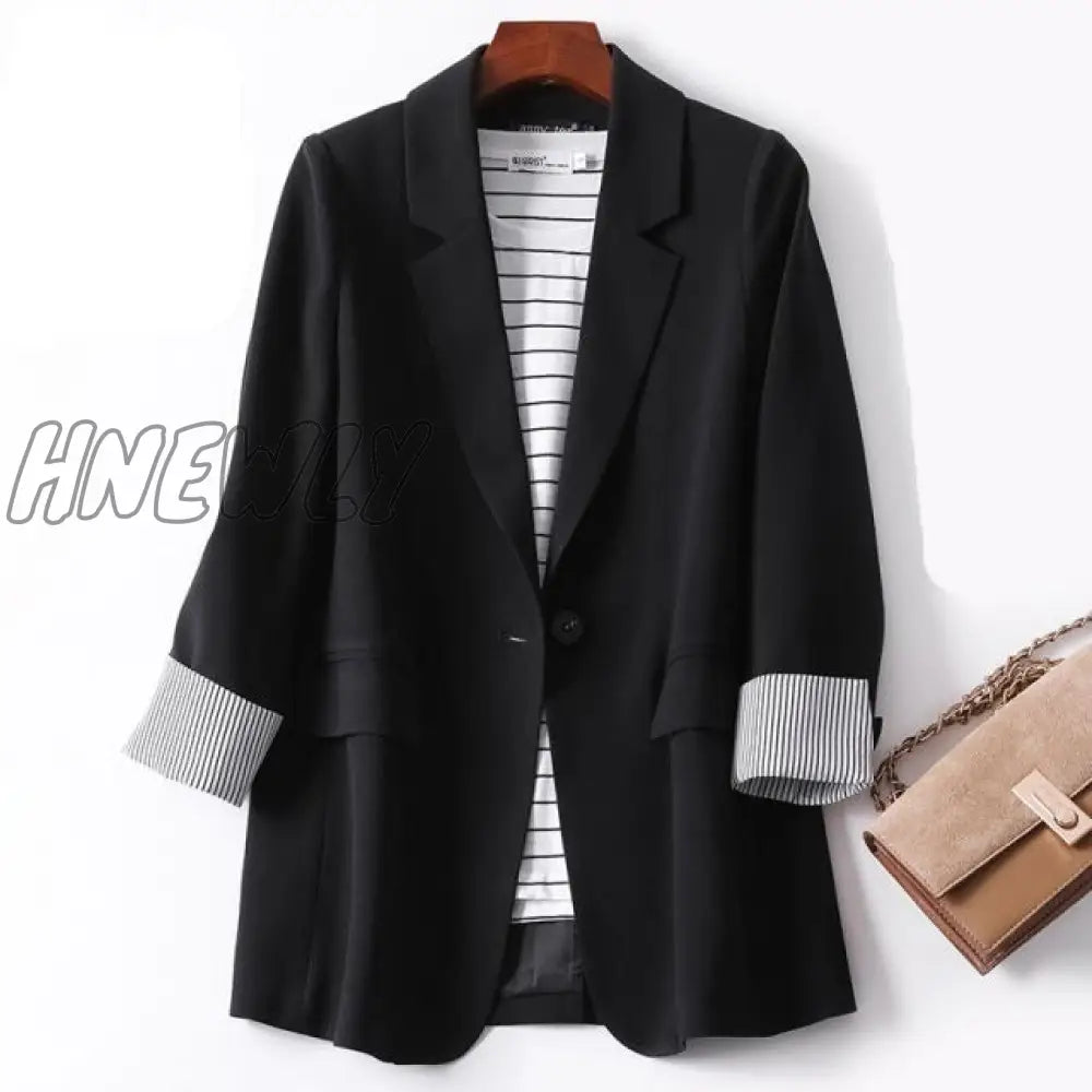 Hnewly Blazers Women Trendy Patchwork Korean Chic Spring Loose Pockets Ladies Elegant Coats Single