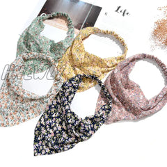 Hnewly Bohemia Bandana For Women Elastic Hair Bands Triangle Headscarf Floral Print Head Wrap Scarf