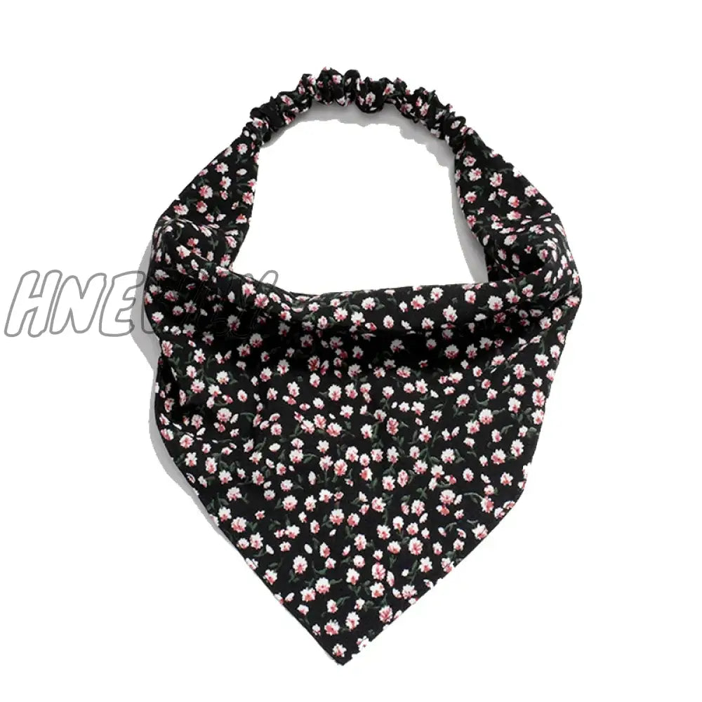 Hnewly Bohemia Bandana For Women Elastic Hair Bands Triangle Headscarf Floral Print Head Wrap Scarf