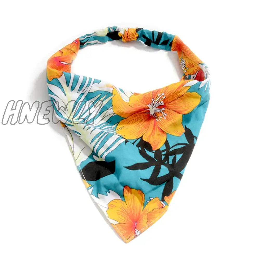 Hnewly Bohemia Bandana For Women Elastic Hair Bands Triangle Headscarf Floral Print Head Wrap Scarf