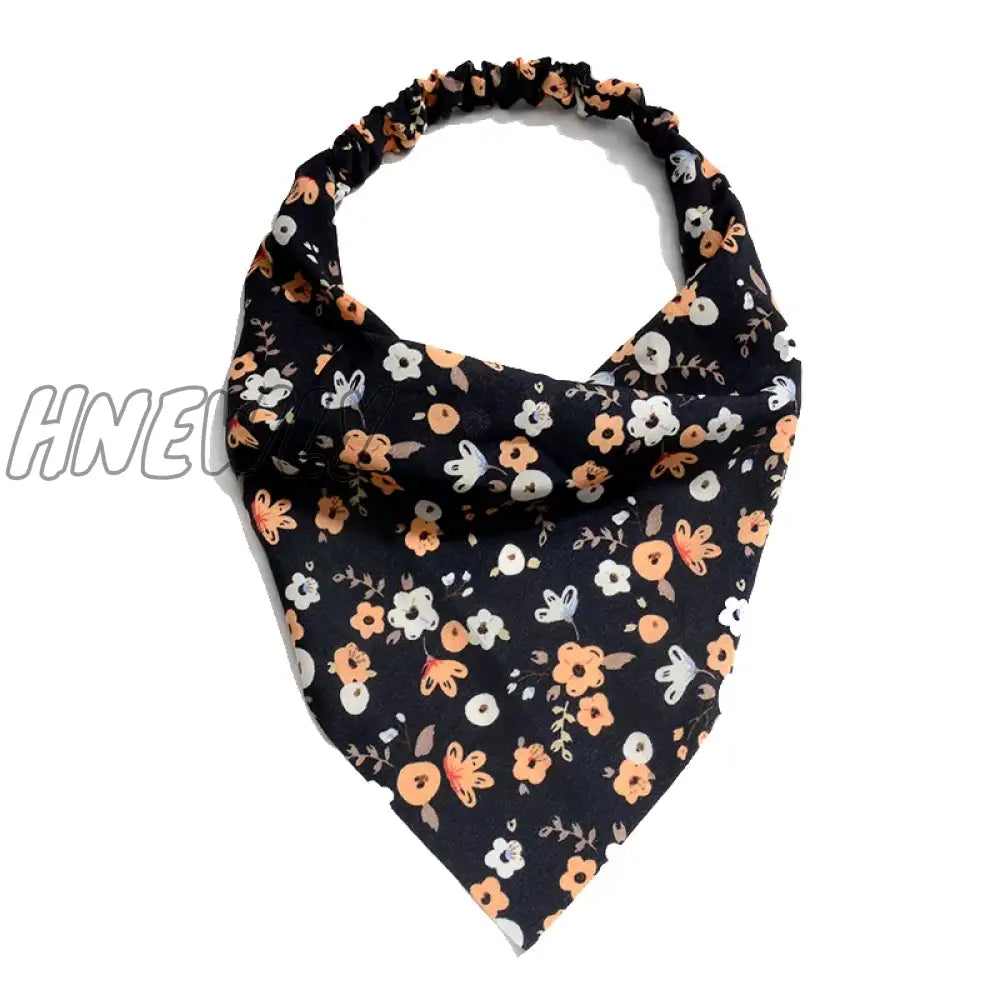 Hnewly Bohemia Bandana For Women Elastic Hair Bands Triangle Headscarf Floral Print Head Wrap Scarf