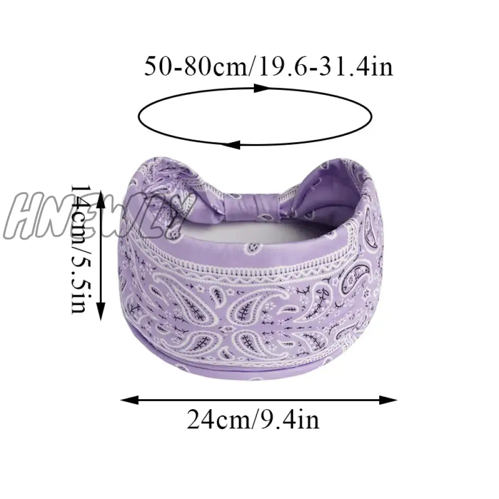 Hnewly Boho Knot Turbans Yoga Elastic Head Wrap Women Headband Wide Hairbands Headwear Floral