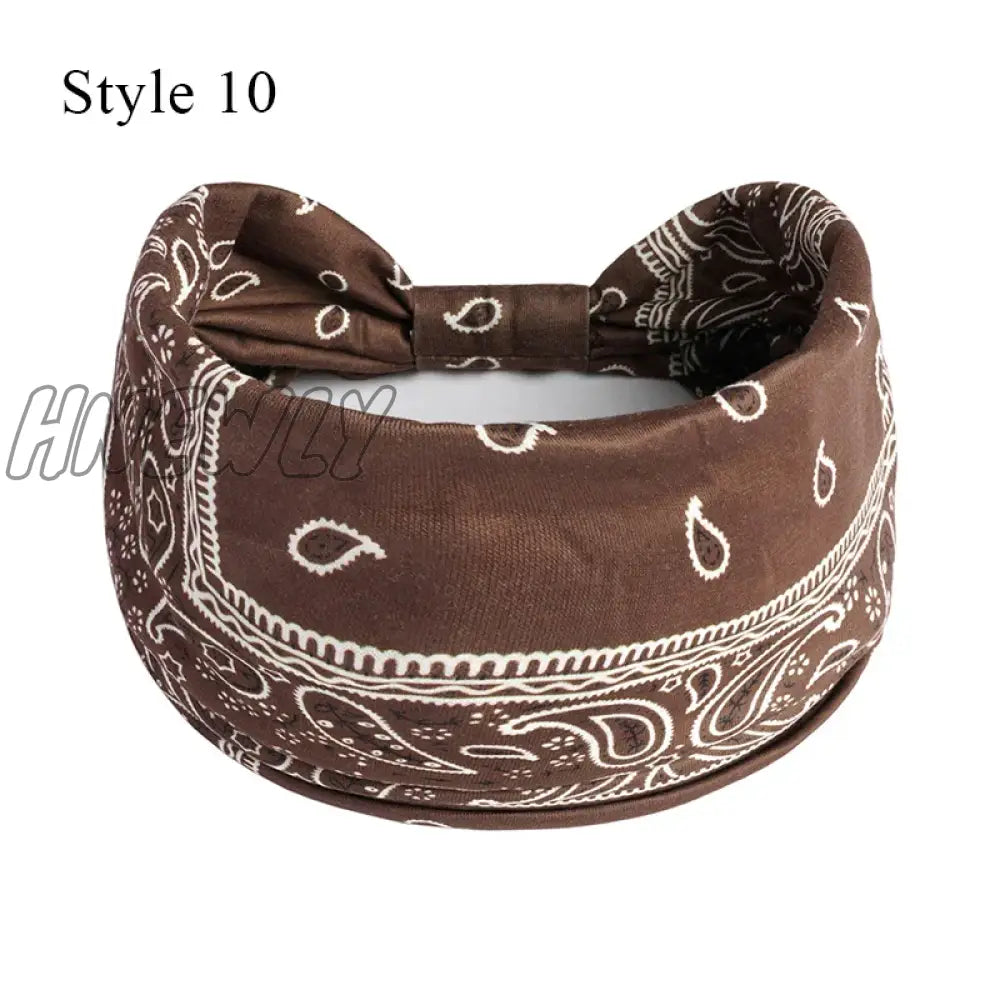 Hnewly Boho Knot Turbans Yoga Elastic Head Wrap Women Headband Wide Hairbands Headwear Floral