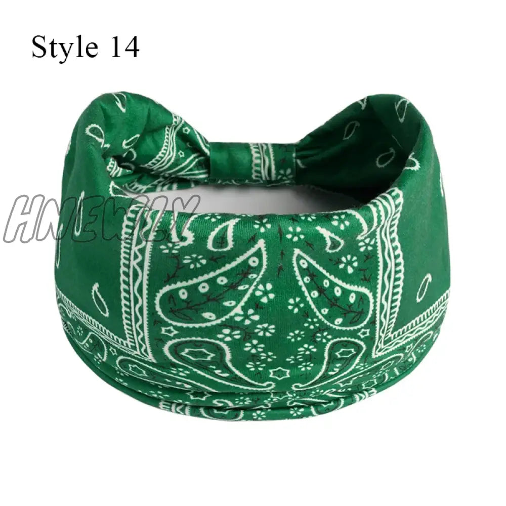 Hnewly Boho Knot Turbans Yoga Elastic Head Wrap Women Headband Wide Hairbands Headwear Floral