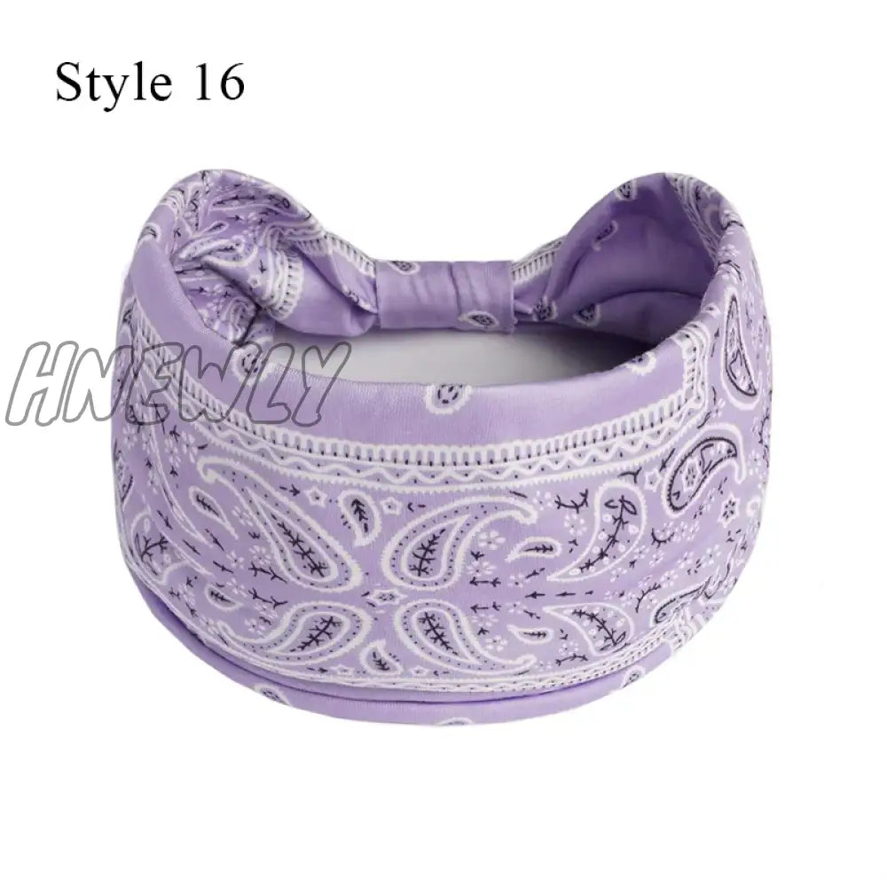 Hnewly Boho Knot Turbans Yoga Elastic Head Wrap Women Headband Wide Hairbands Headwear Floral