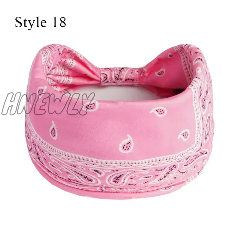 Hnewly Boho Knot Turbans Yoga Elastic Head Wrap Women Headband Wide Hairbands Headwear Floral