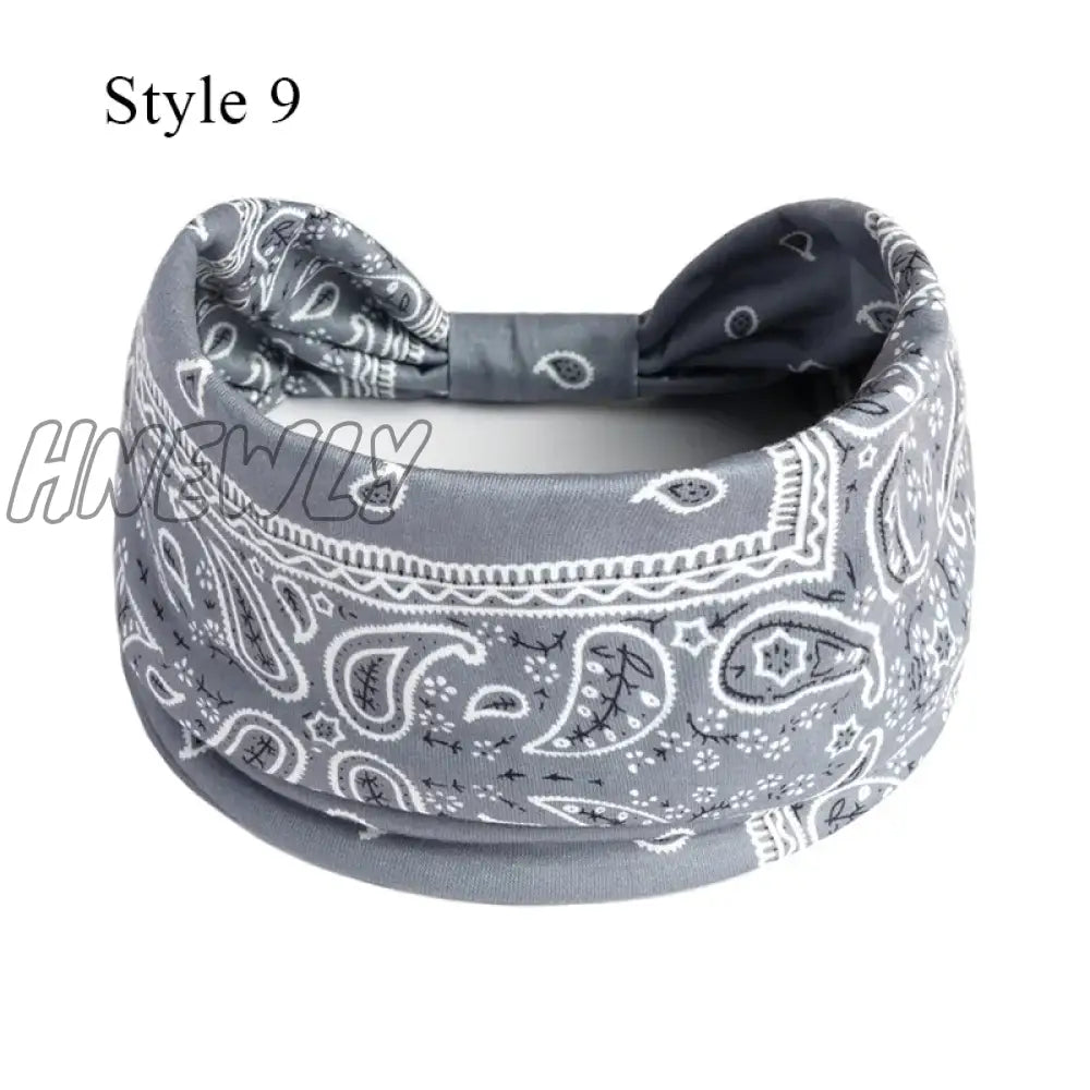 Hnewly Boho Knot Turbans Yoga Elastic Head Wrap Women Headband Wide Hairbands Headwear Floral