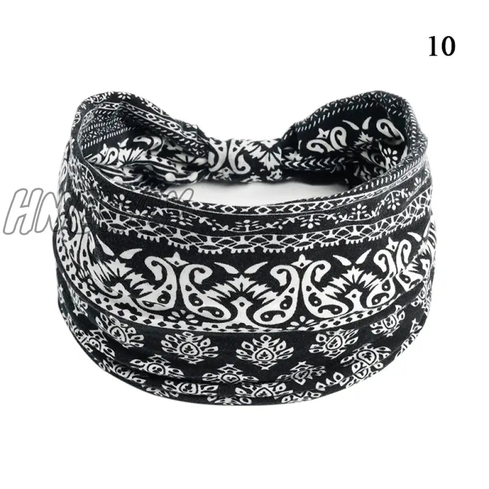 Hnewly Boho Knot Turbans Yoga Elastic Head Wrap Women Headband Wide Hairbands Headwear Floral