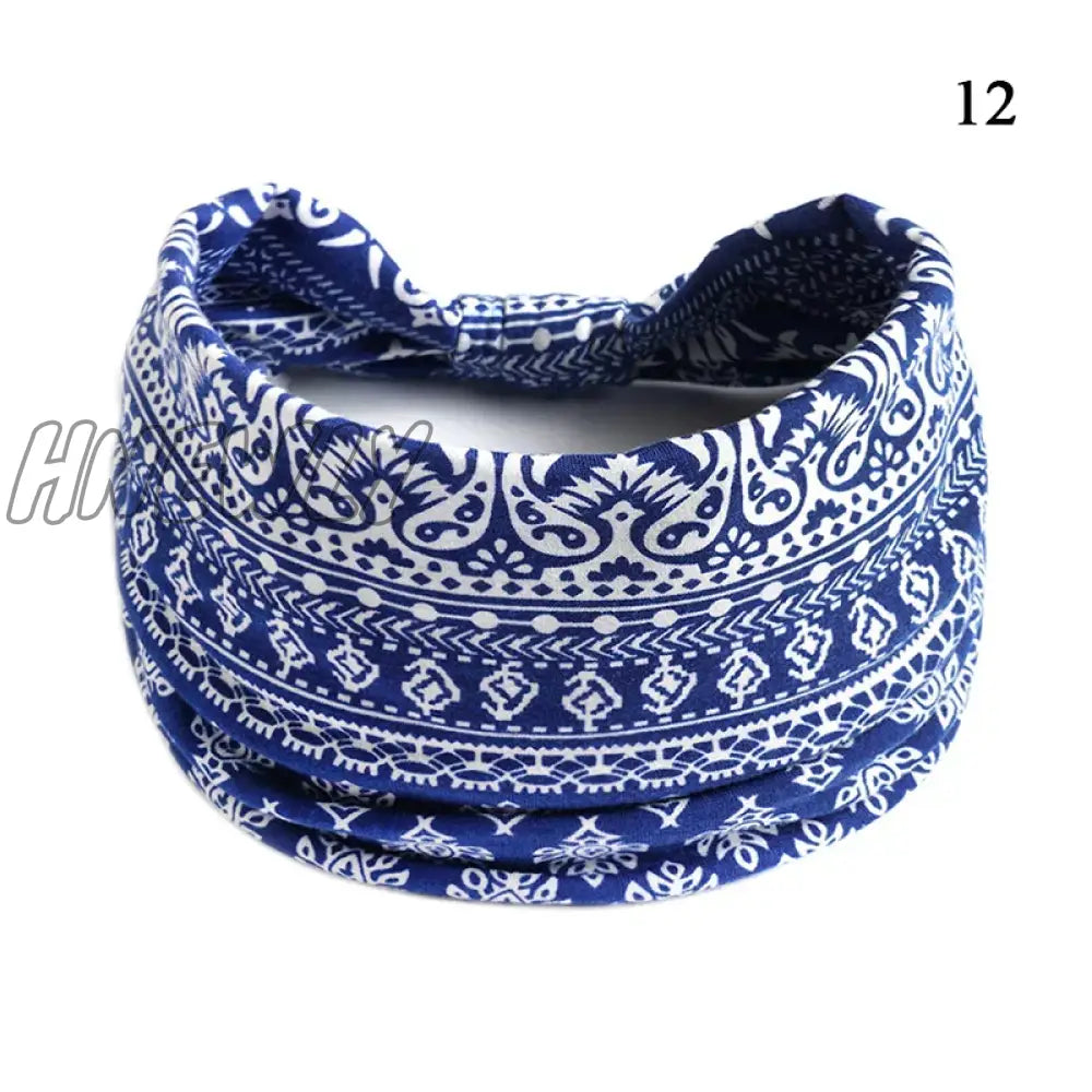 Hnewly Boho Knot Turbans Yoga Elastic Head Wrap Women Headband Wide Hairbands Headwear Floral