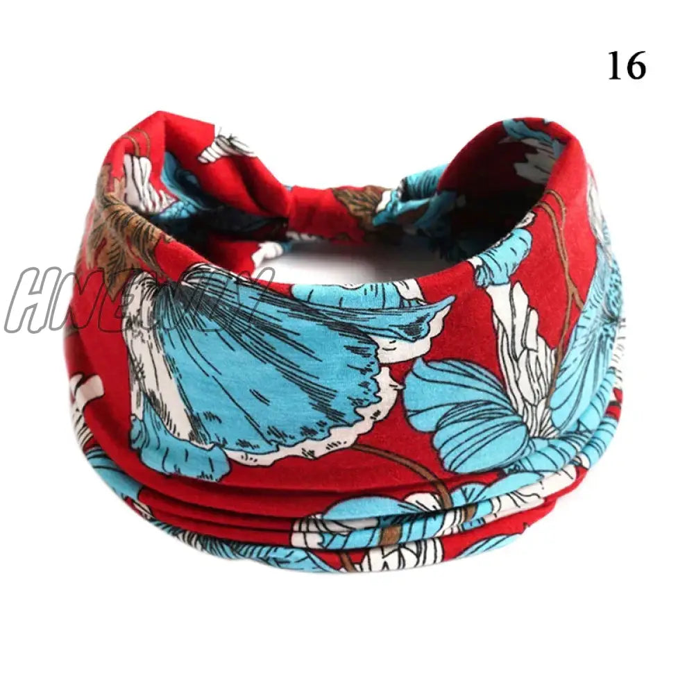 Hnewly Boho Knot Turbans Yoga Elastic Head Wrap Women Headband Wide Hairbands Headwear Floral