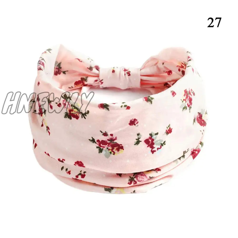 Hnewly Boho Knot Turbans Yoga Elastic Head Wrap Women Headband Wide Hairbands Headwear Floral