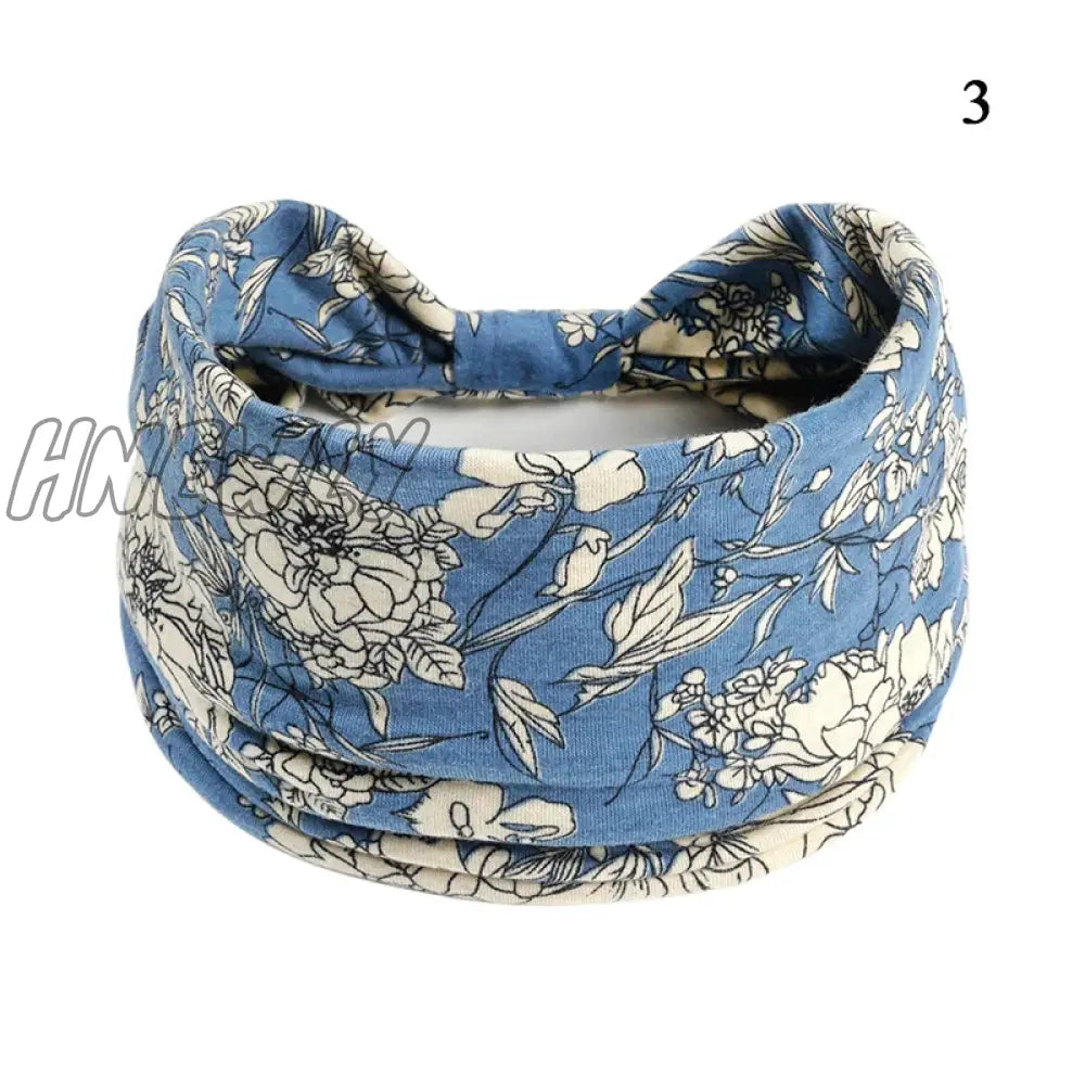 Hnewly Boho Knot Turbans Yoga Elastic Head Wrap Women Headband Wide Hairbands Headwear Floral