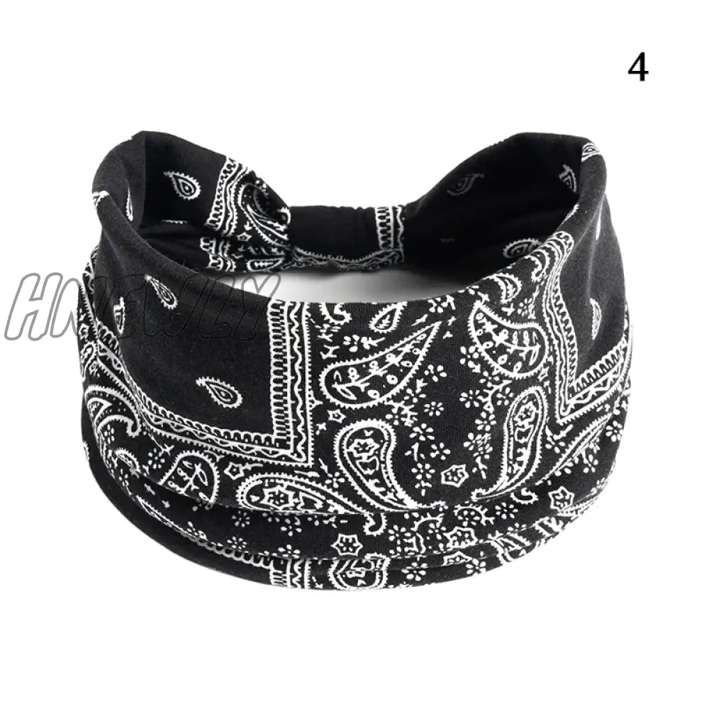 Hnewly Boho Knot Turbans Yoga Elastic Head Wrap Women Headband Wide Hairbands Headwear Floral