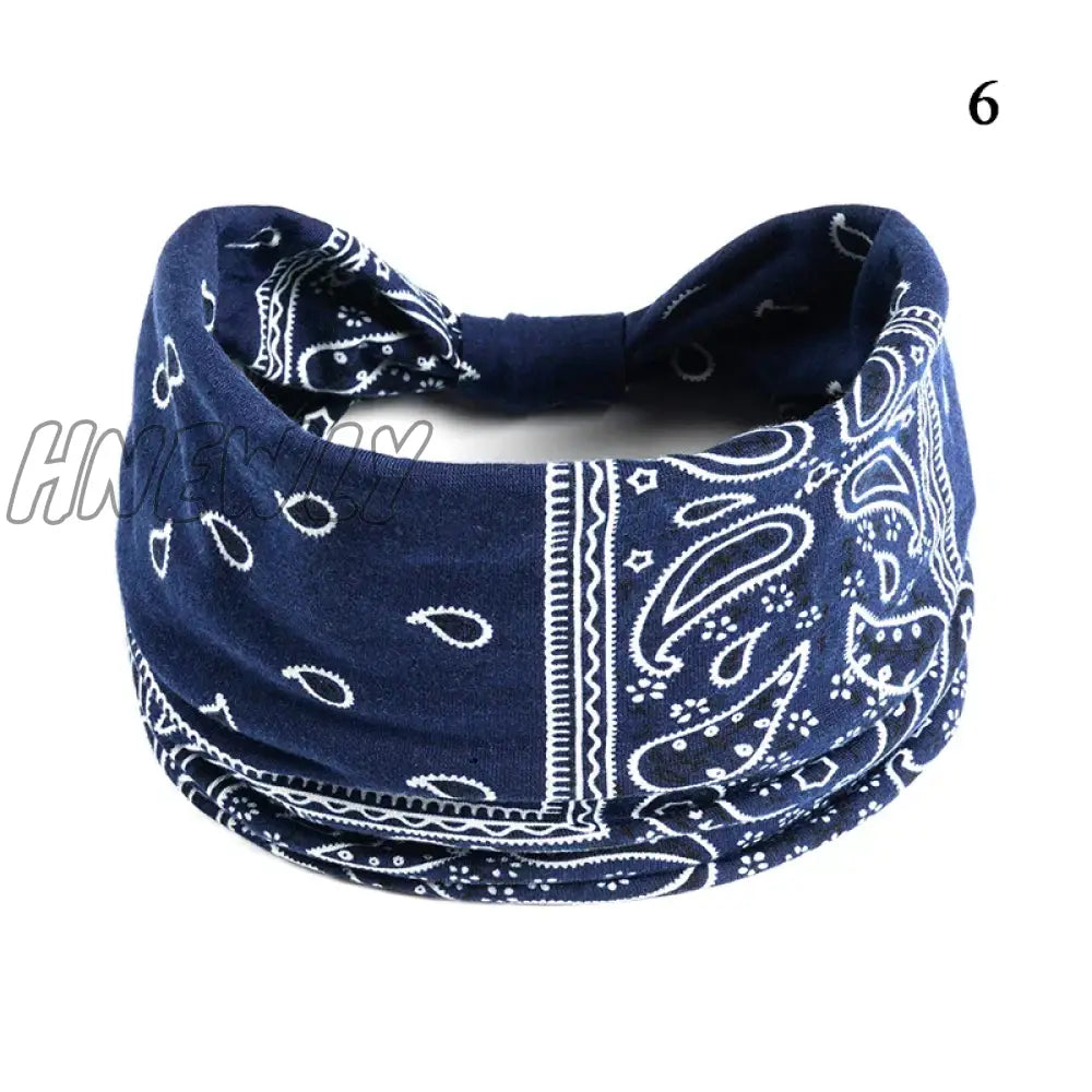 Hnewly Boho Knot Turbans Yoga Elastic Head Wrap Women Headband Wide Hairbands Headwear Floral