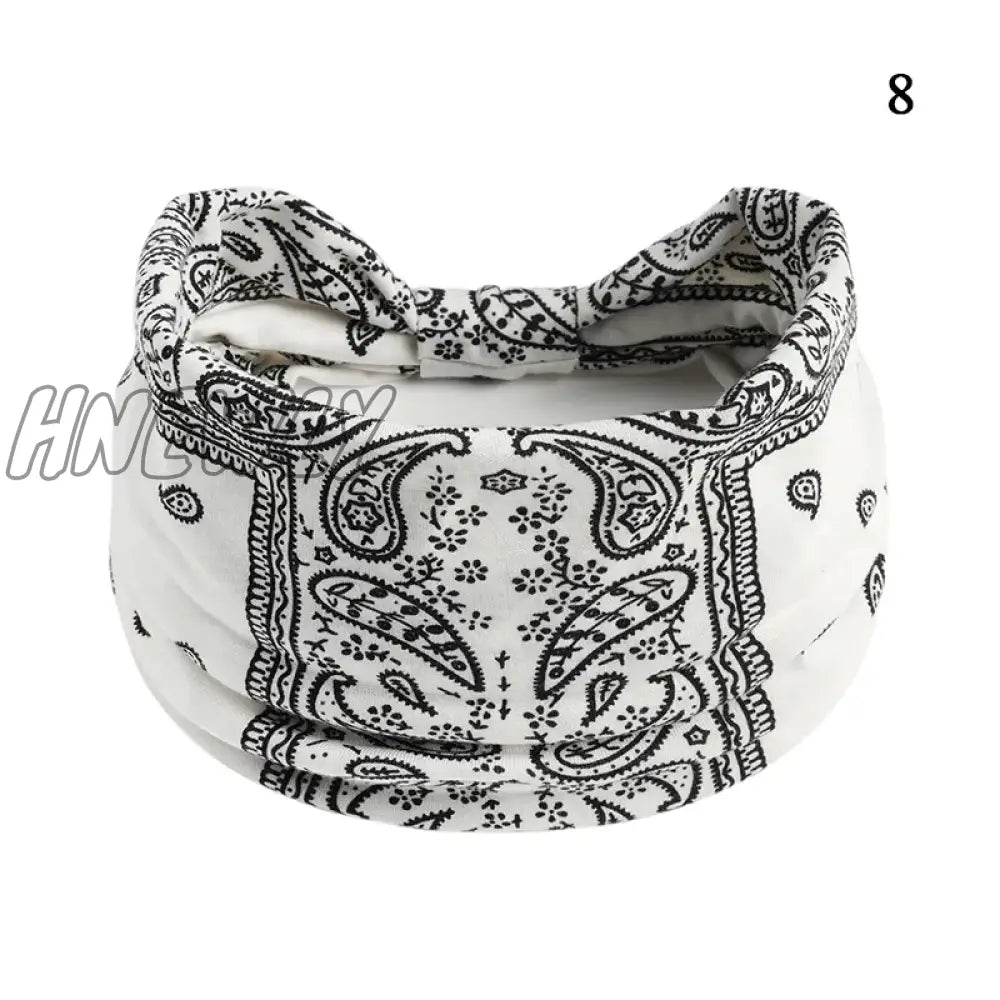 Hnewly Boho Knot Turbans Yoga Elastic Head Wrap Women Headband Wide Hairbands Headwear Floral