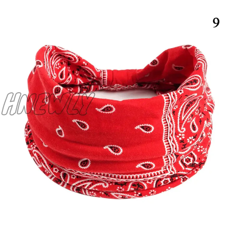 Hnewly Boho Knot Turbans Yoga Elastic Head Wrap Women Headband Wide Hairbands Headwear Floral