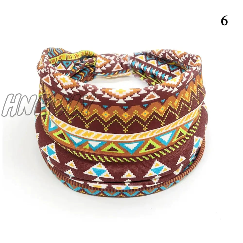 Hnewly Boho Knot Turbans Yoga Elastic Head Wrap Women Headband Wide Hairbands Headwear Floral