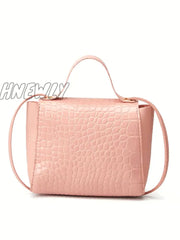 Hnewly - Bow Decor Croc Embossed Satchel Bag Women Satchels Women-Satchels