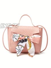 Hnewly - Bow Decor Croc Embossed Satchel Bag Women Satchels Pink Women-Satchels