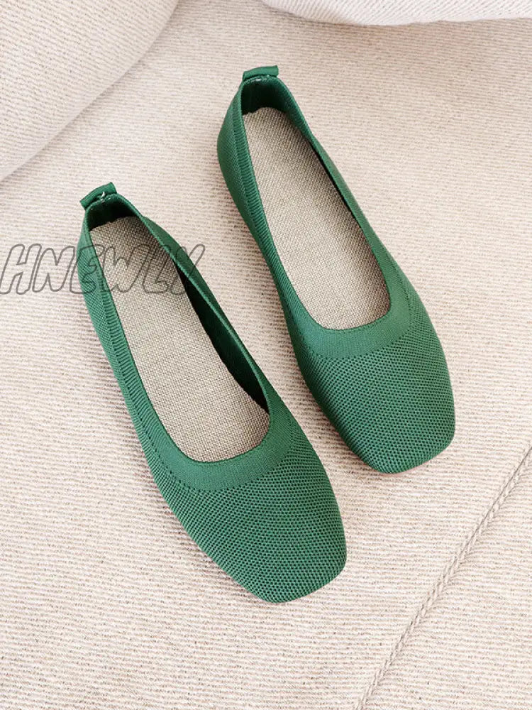 Hnewly - Breathable Solid Color Flat Shoes Deep Green / Us 6 | Eu 36 2/3 Uk 4 Cn