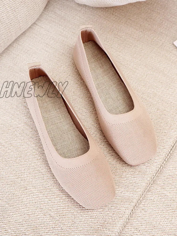 Hnewly - Breathable Solid Color Flat Shoes Light Pink / Us 6 | Eu 36 2/3 Uk 4 Cn