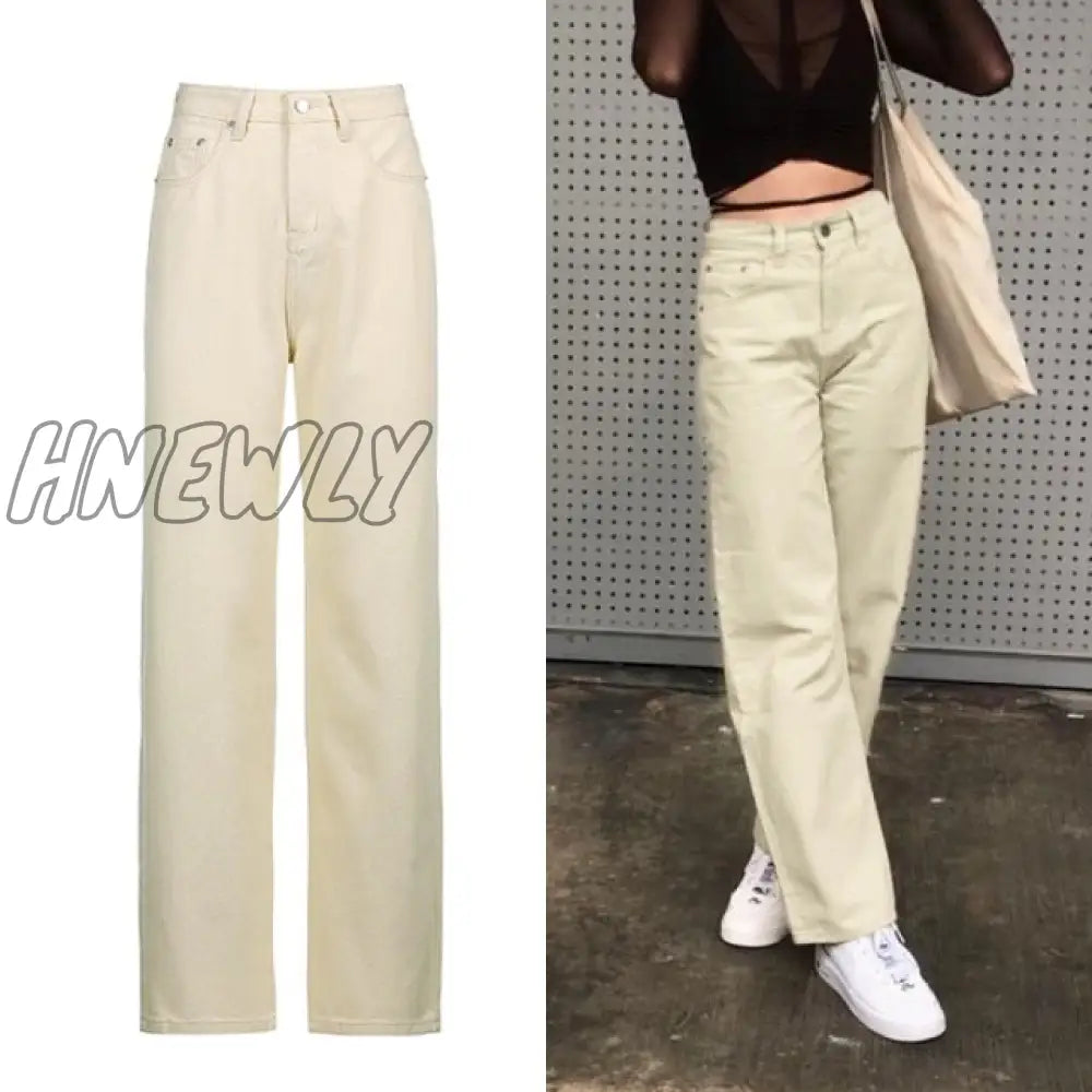 Hnewly Brown Vintage Baggy Jeans Women 90S Streetwear Pockets Wide Leg Cargo Pants Low Waist