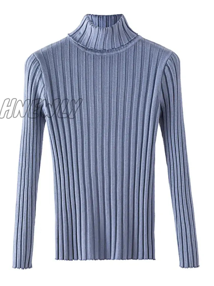 Hnewly Cashmere Elegant Turtle Neck Women Sweater Soft Knitted Basic Pullovers Turtleneck Loose