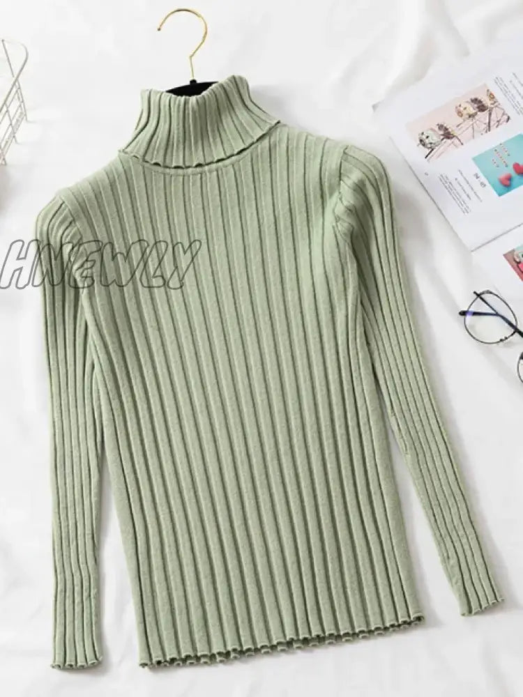 Hnewly Cashmere Elegant Turtle Neck Women Sweater Soft Knitted Basic Pullovers Turtleneck Loose