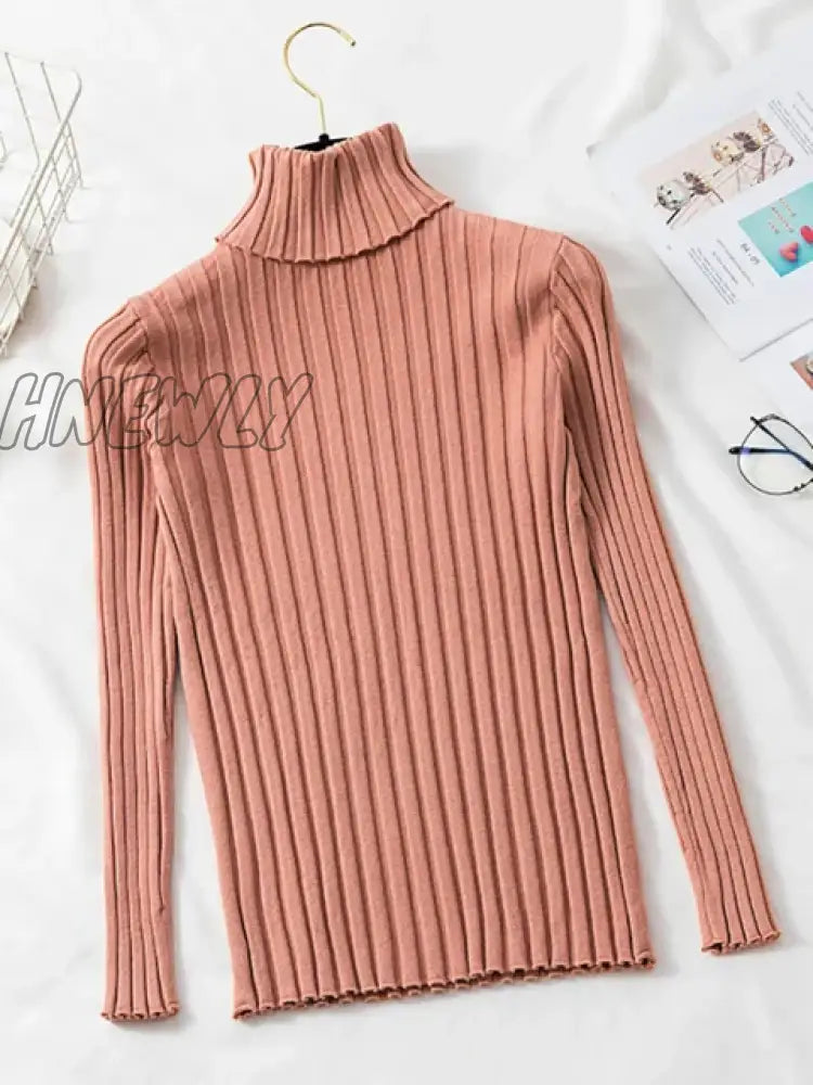 Hnewly Cashmere Elegant Turtle Neck Women Sweater Soft Knitted Basic Pullovers Turtleneck Loose