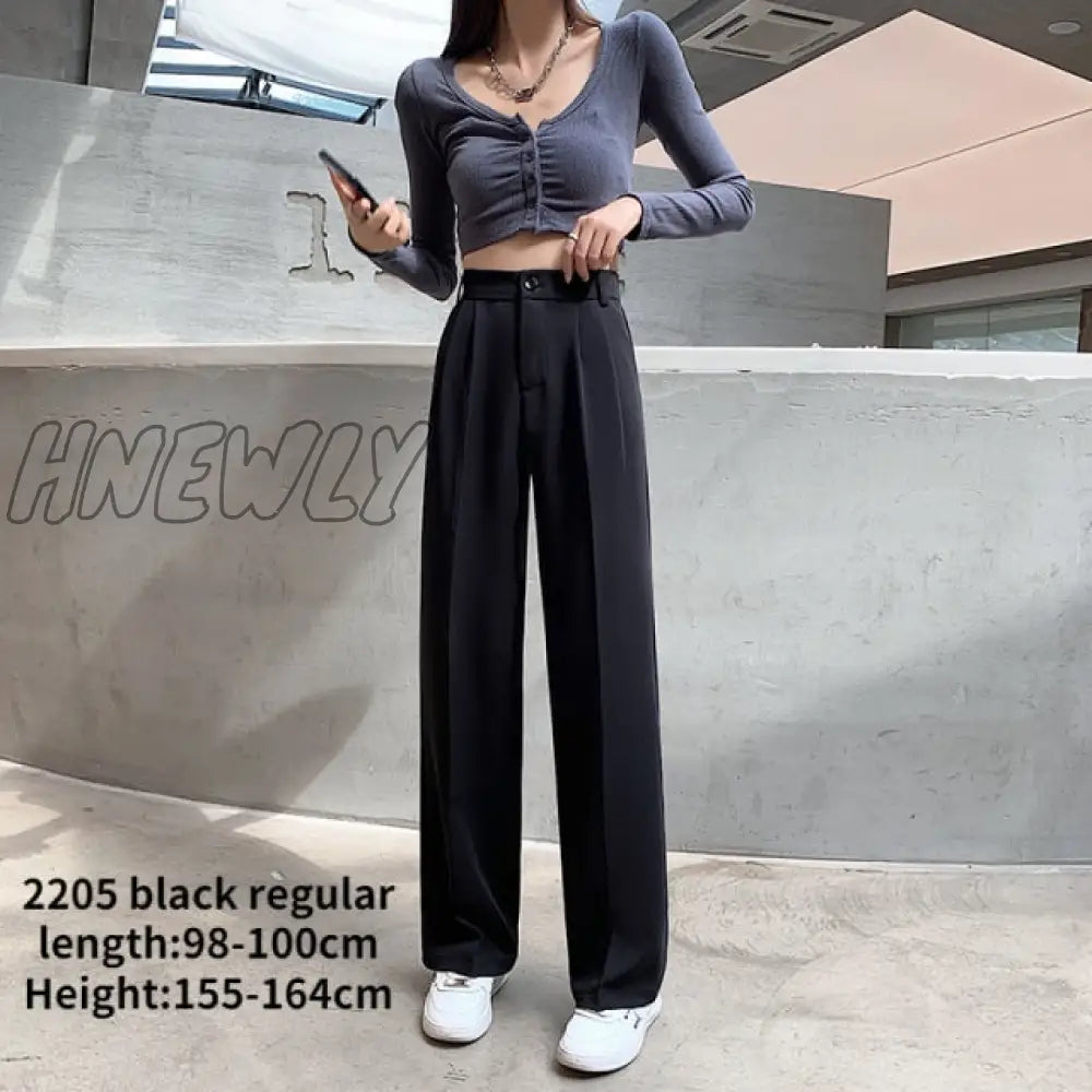 Hnewly Casual High Waist Loose Wide Leg Pants For Women Spring Autumn New Female Floor - Length