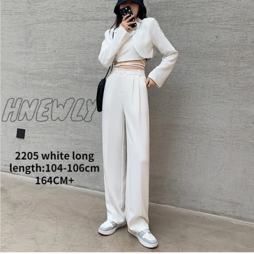 Hnewly Casual High Waist Loose Wide Leg Pants For Women Spring Autumn New Female Floor - Length