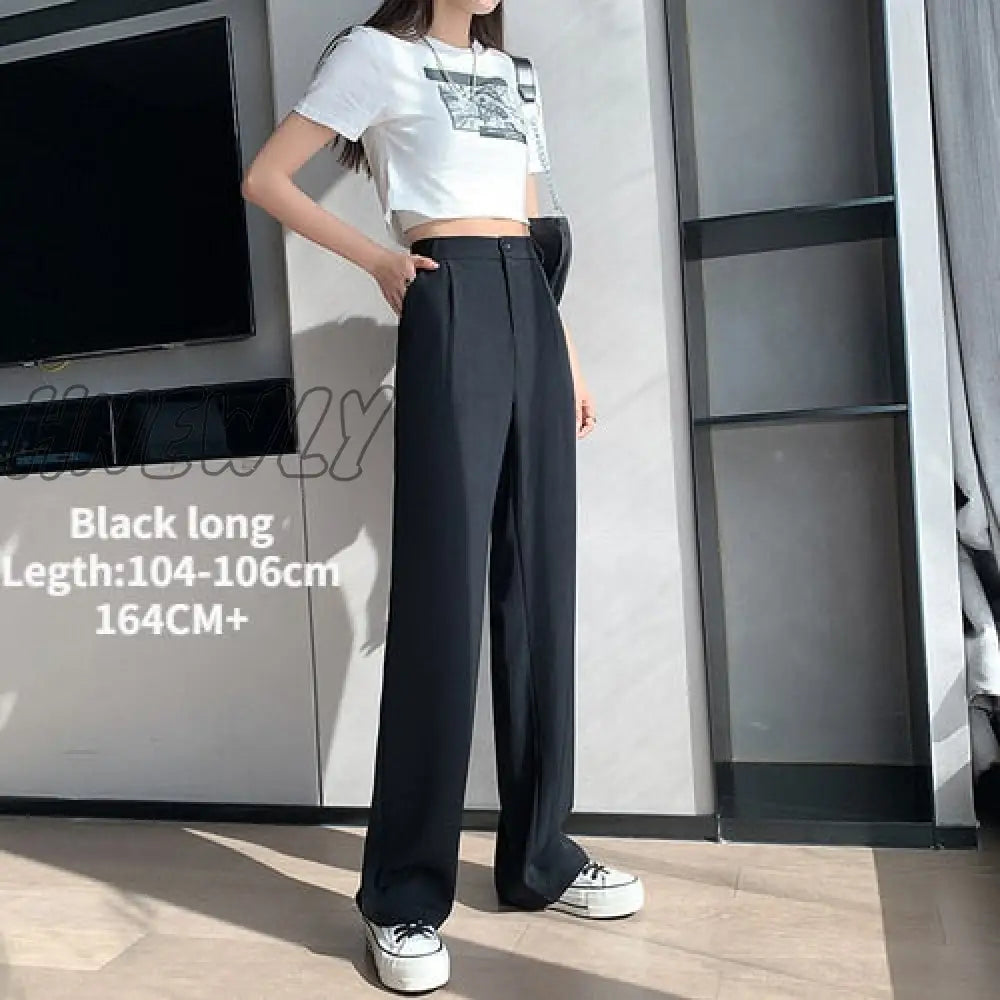 Hnewly Casual High Waist Loose Wide Leg Pants For Women Spring Autumn New Female Floor - Length