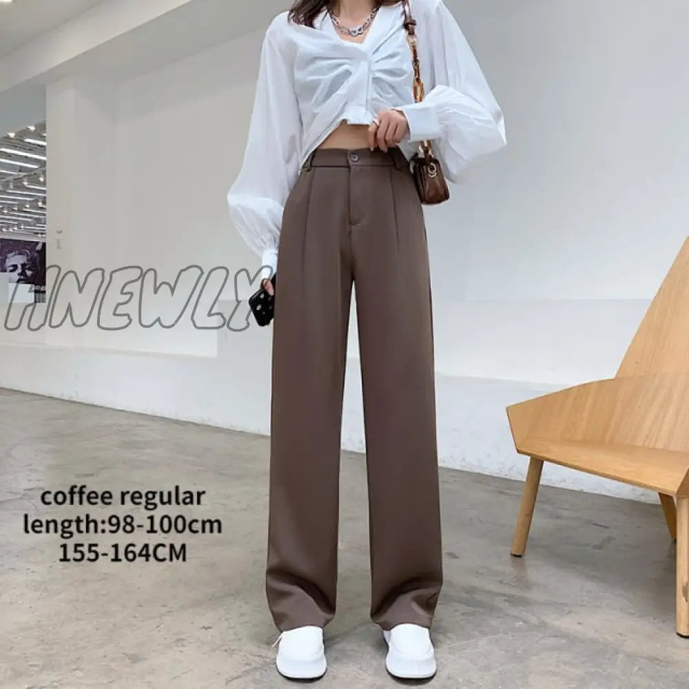 Hnewly Casual High Waist Loose Wide Leg Pants For Women Spring Autumn New Female Floor - Length