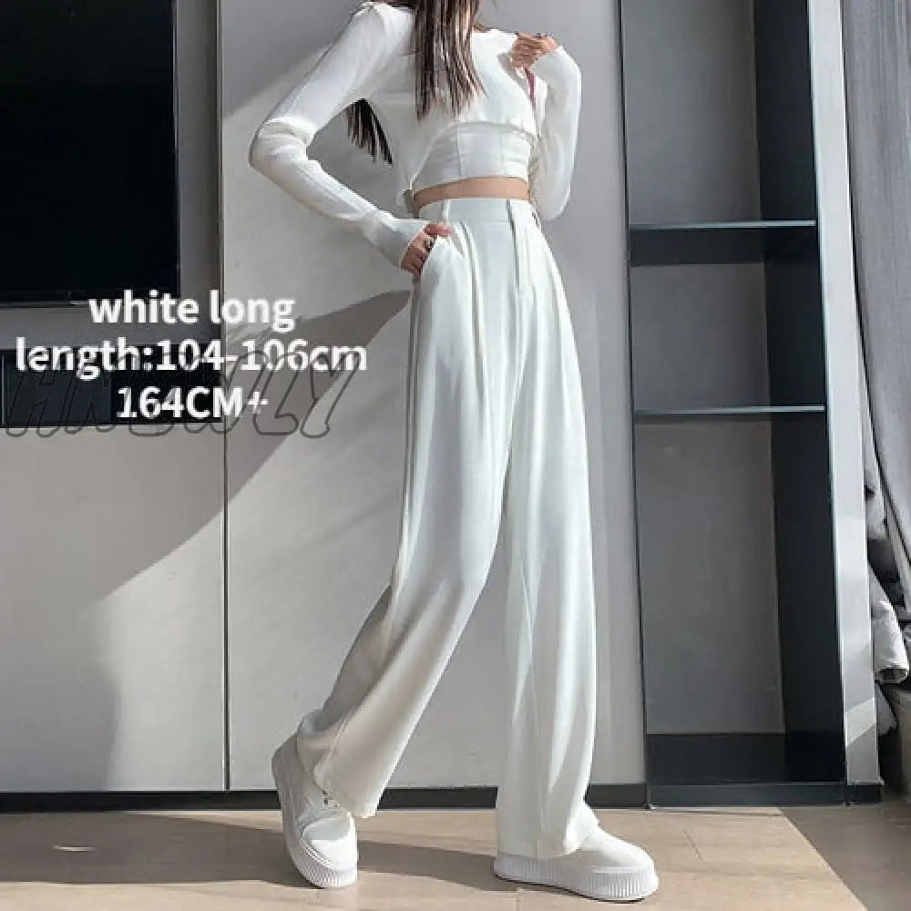 Hnewly Casual High Waist Loose Wide Leg Pants For Women Spring Autumn New Female Floor - Length