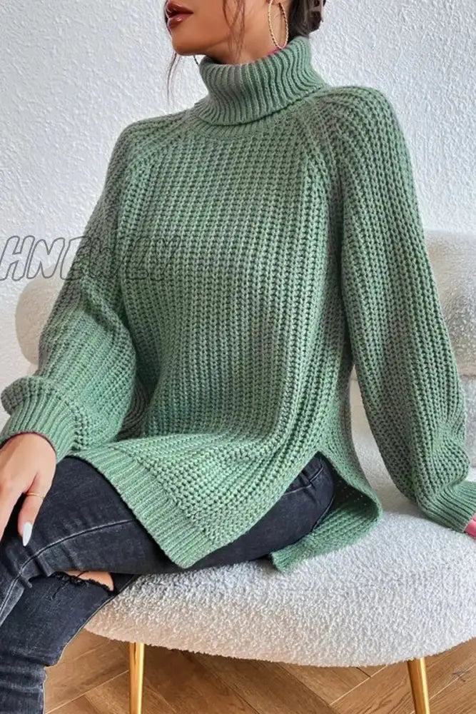 Hnewly - Casual Solid Basic Turtleneck Tops Tops/Sweaters & Cardigans