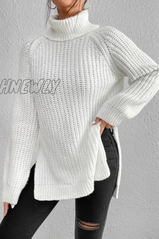 Hnewly - Casual Solid Basic Turtleneck Tops Tops/Sweaters & Cardigans