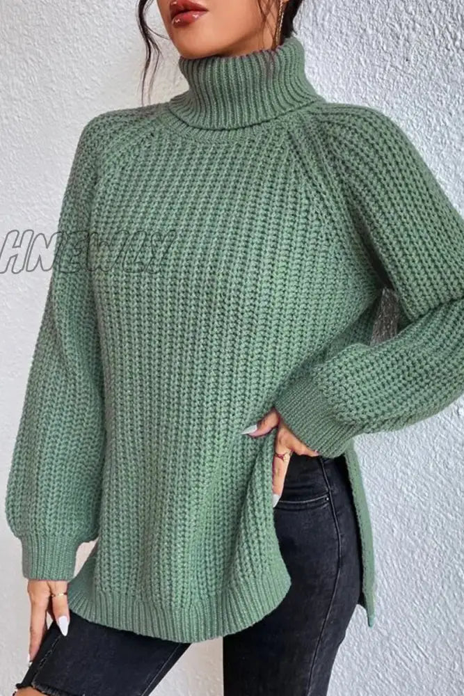 Hnewly - Casual Solid Basic Turtleneck Tops Tops/Sweaters & Cardigans