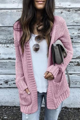 Hnewly - Casual Solid Patchwork Cardigan Collar Tops Sweaters(5 Colors) Pink / S Tops/Sweaters &