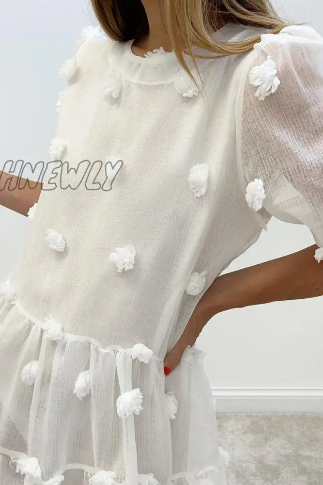 Hnewly - Casual Solid Patchwork O Neck Cake Skirt Dresses Dresses/Lace