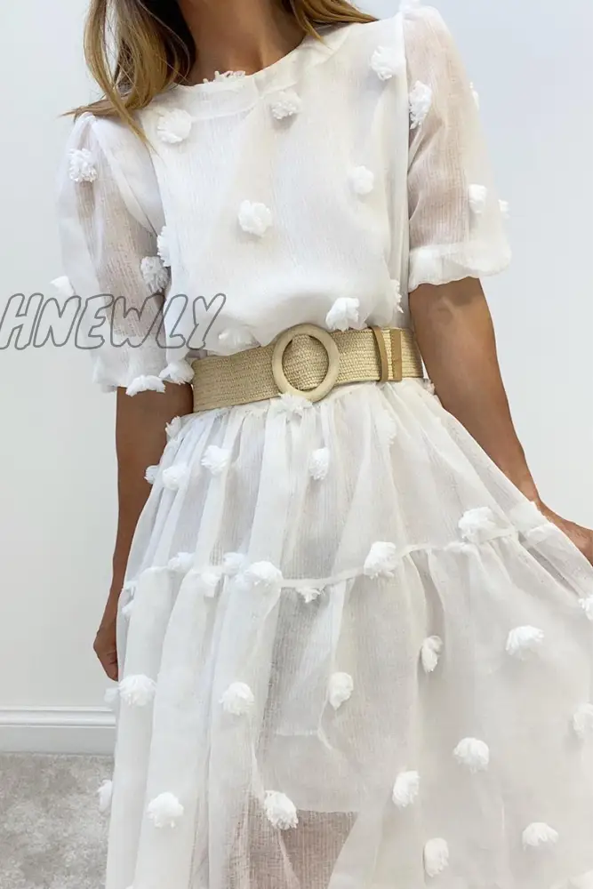 Hnewly - Casual Solid Patchwork O Neck Cake Skirt Dresses Dresses/Lace