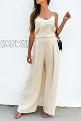 Hnewly - Casual Solid Split Joint Spaghetti Strap Sleeveless Two Pieces(3 Colors) Pieces/Two-Piece