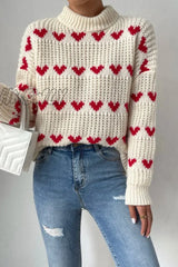 Hnewly - Casual Sweet Geometric Weave Turtleneck Tops Tops/Sweaters & Cardigans