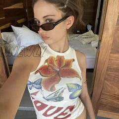 Hnewly Chic European American New Sexy Gothic Style Summer Casual Vest Print Sleeveless All Match