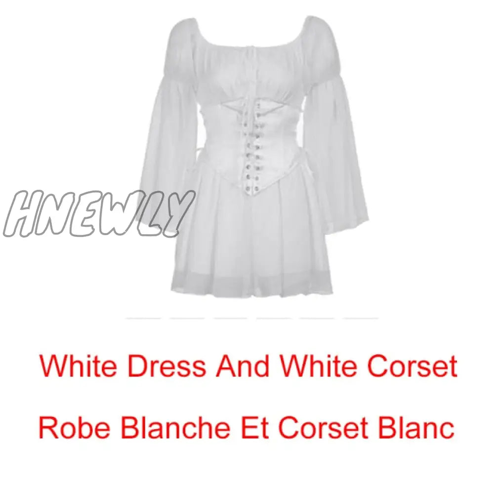 Hnewly Chiffon Slash Neck Mini Dress Women Summer Beach Vacation Long Sleeve Corset Bandage