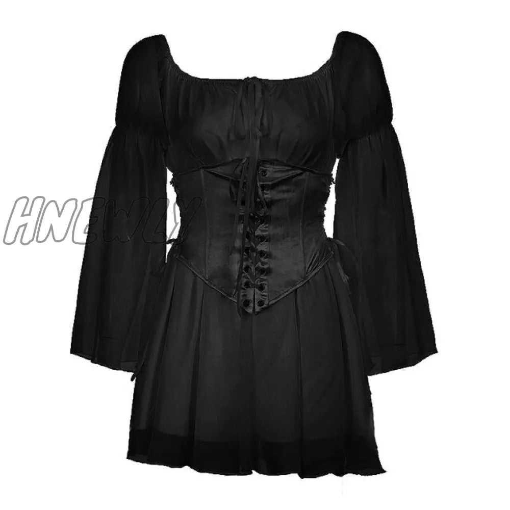 Hnewly Chiffon Summer Dress And Corset Belt 2 Pieces Set Elegant Bustier Flare Sleeve Beach Party