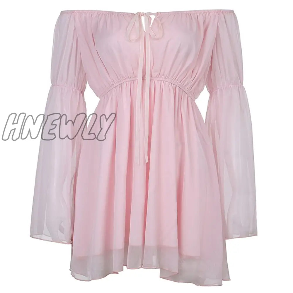 Hnewly Chiffon Summer Dress And Corset Belt 2 Pieces Set Elegant Bustier Flare Sleeve Beach Party